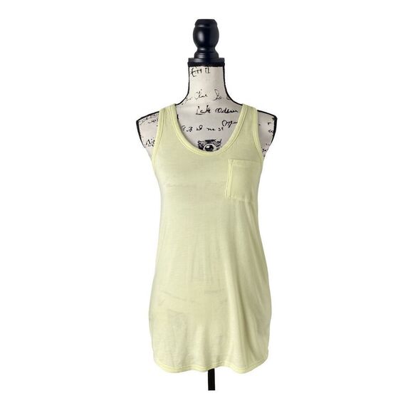 T by Alexander Wang Racerback Tank Top XS Neon Yellow Rayon - Picture 1 of 5